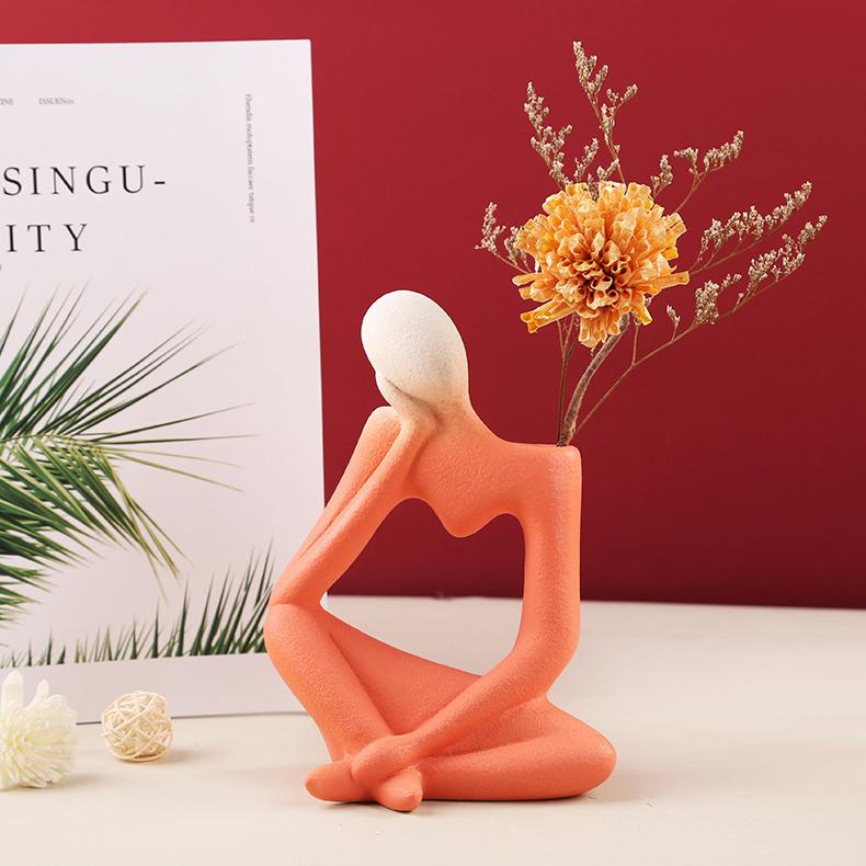 Nowoczesna sztuka ceramiczny wazon na kwiaty ręka trzyma rośliny kwiat pojemnik dekoracyjny wazon do wystroju domu salon Home Office centralny stół ślub