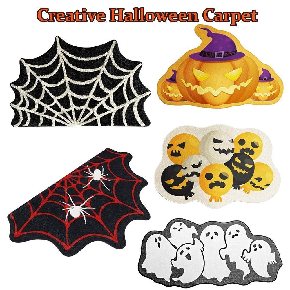 Non-slip Halloween Door Mat Crystal Velvet Fluffy Carpet Trendy Bathroom Mat  for Halloween