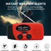 Emergency Solar Crank Radio With LED Flashlight and 5000mAh Power Bank - Red
