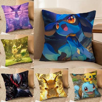 Pokemon Battle Collection Anime Plush Pillow Cover Soft Short Plush Cushion Cover For Sofa Bedroom Home Decor Gift