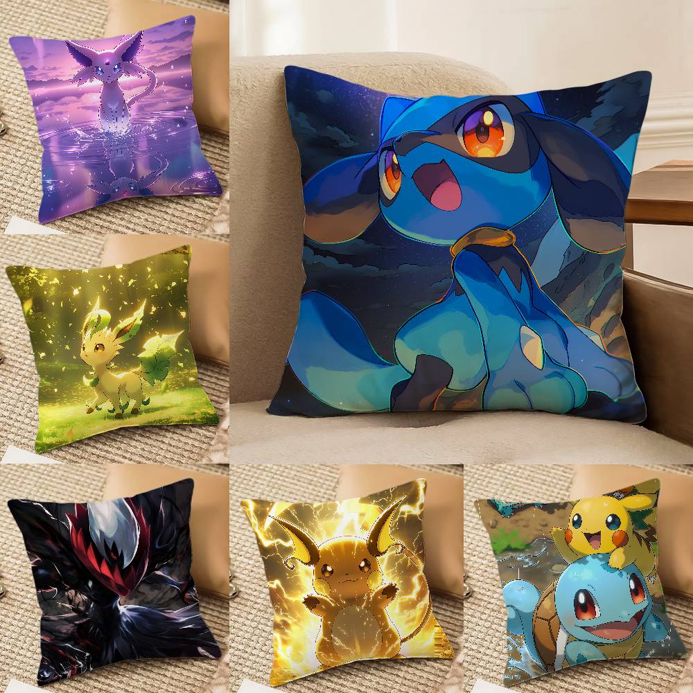 Pokemon Battle Collection Anime Plush Pillow Cover Soft Short Plush Cushion Cover For Sofa Bedroom Home Decor Gift