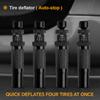 Automatic Tire Deflators Set Of 4 Adjustable Pressure Suitable For Offroad Vehicles Motorcycle Use Includes Valves Caps