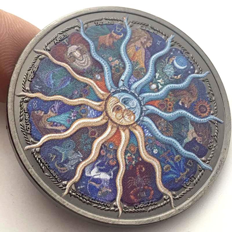Zodiac Zodiac, Saint Seiya, Star and Arrow Painting Commemorative Medals, Twelve Constellation Coins, Sun Craft Coins