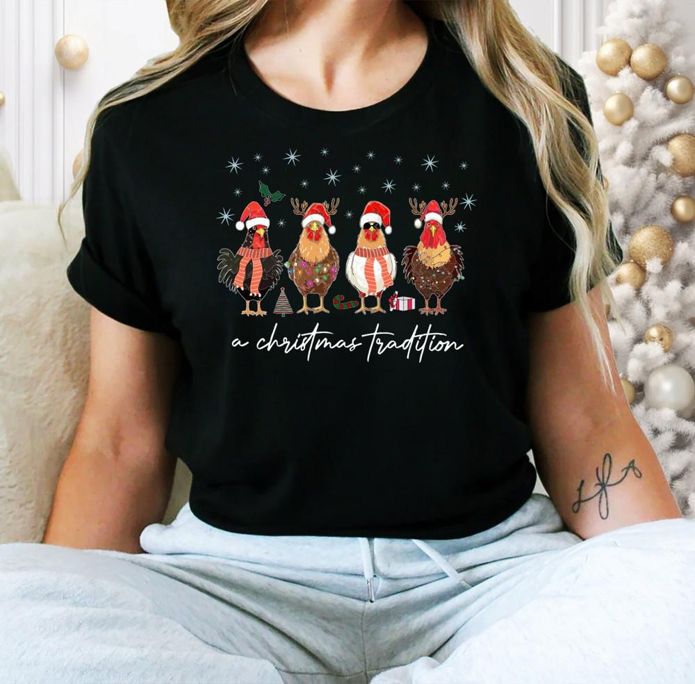 

Футболка «Рождественская елка», футболка 2024, унисекс, подарок Санты для женщин, Рождественский цыпленок L