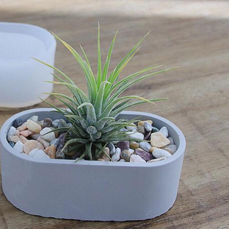 Oval Shape Silicone Mold Flower Planter Mold Flower Resin Mould Craft Art Home Decoration Bead Storage Box Mold
