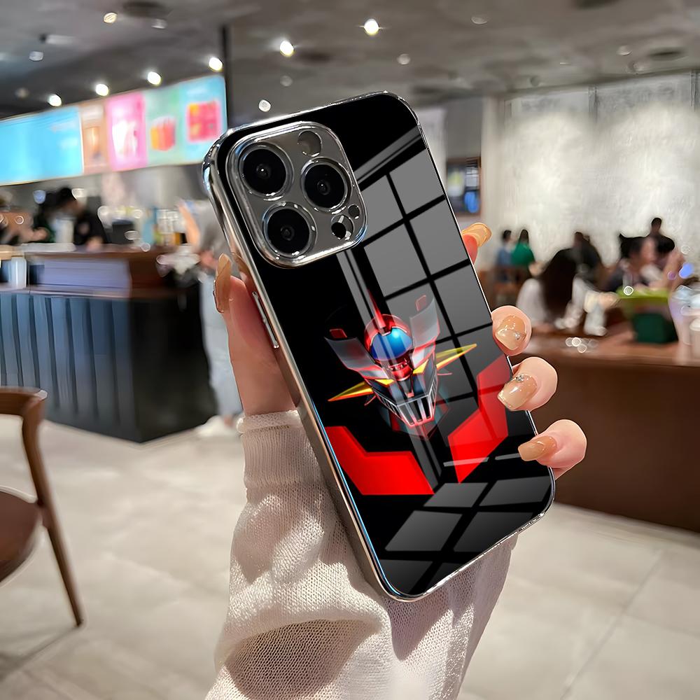 Anime M-Mazinger Z Phone Case For IPhone 17 Pro Max 15 Pro 16 14 Plus 12 13 Mini 11 Pro Shockproof Electroplated Glass Cover