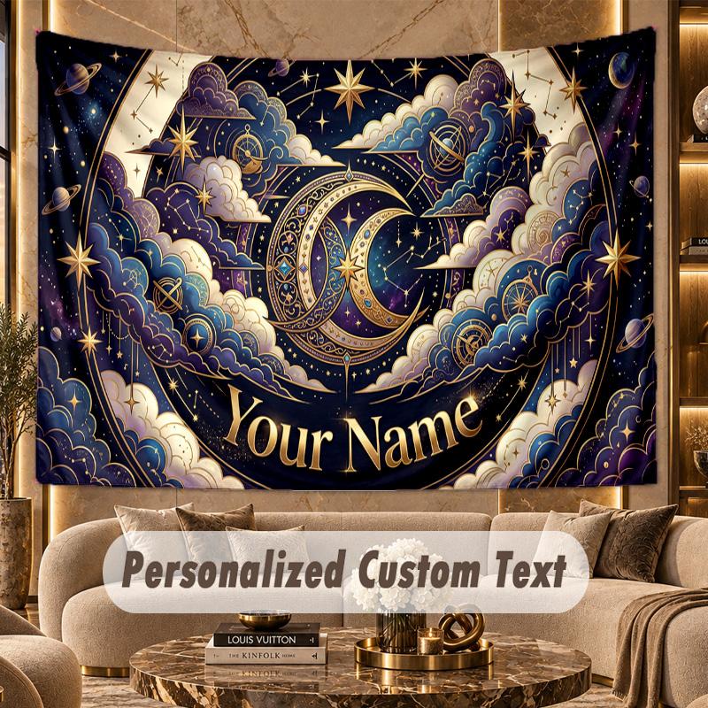 Space Cosmic (126) Theme Personalized Tapestry Custom Name Text Wall Hanging Tapestry Home Background Decoration