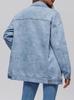 Women's Autumn Loose Lapel Denim Jacket - Casual Long Sleeve Outerwear
