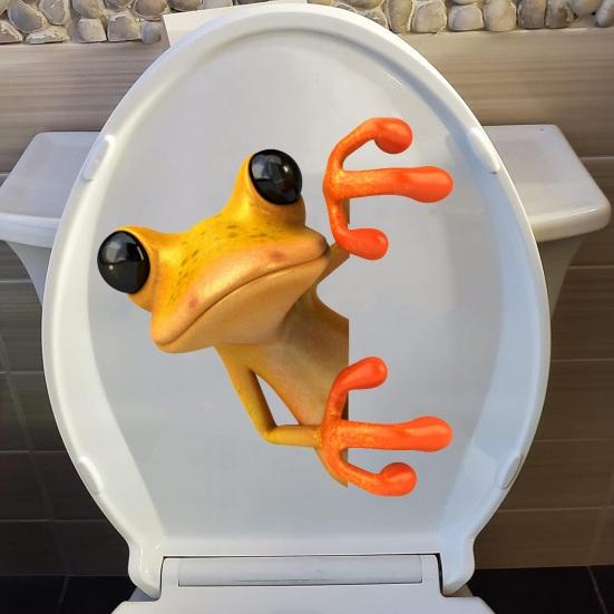 Frog Bathroom Toilet Sticker Waterproof Frosted PVC Material Frog Long-lasting Toilet Decorations Decals