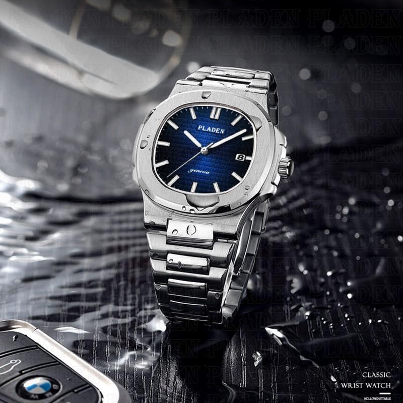 PLADEN Mens Quartz Watch Stainless Steel Waterproof Luminous Casual Sports Wristwatch