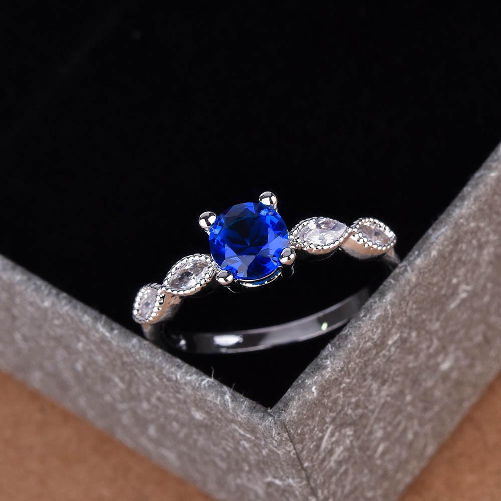 Luxury Blue Topaz and Diamond Ring for Women Stylish Red Gemstone Jewelry