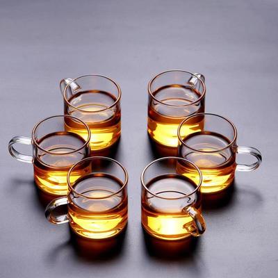 High Borosilicate Transparent Glass Teacup with Handle - Small Kung Fu Tasting Cup