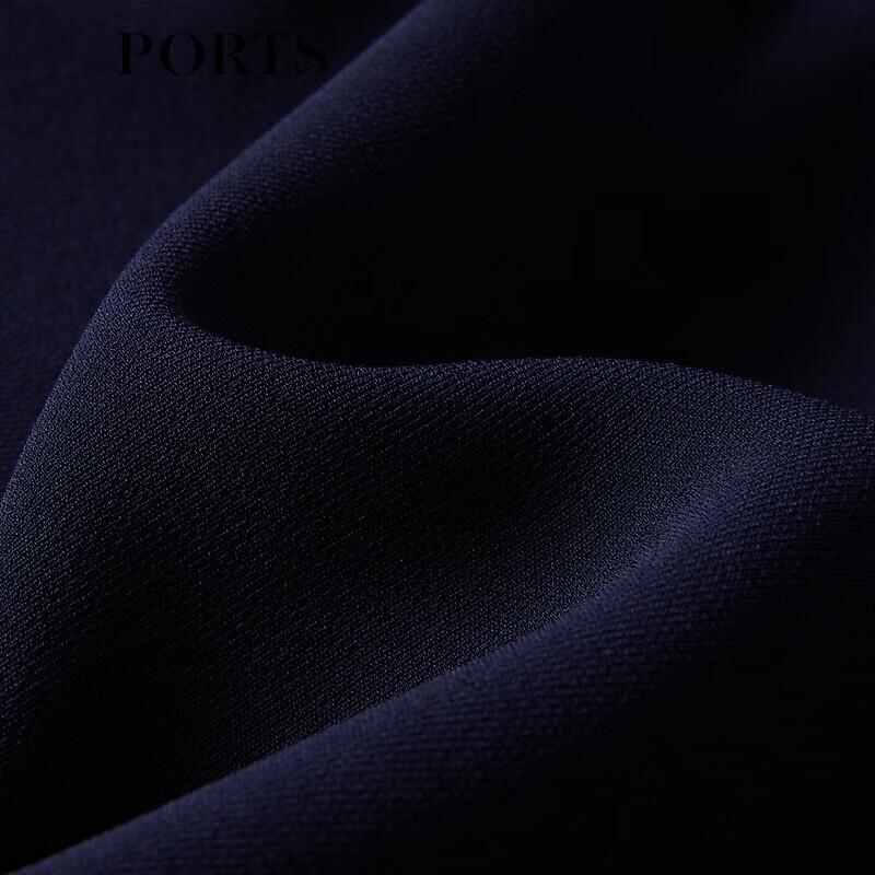 PORTS Spring Navy Side Slit Slim-Fit Casual Pants