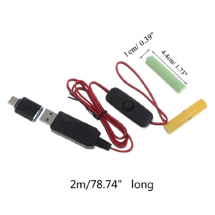 AAA 6V Battery Eliminator,USB Power Supply Replace 4pcs 1.5V Batteries,Battery Eliminate Cable for Clock Holiday Light