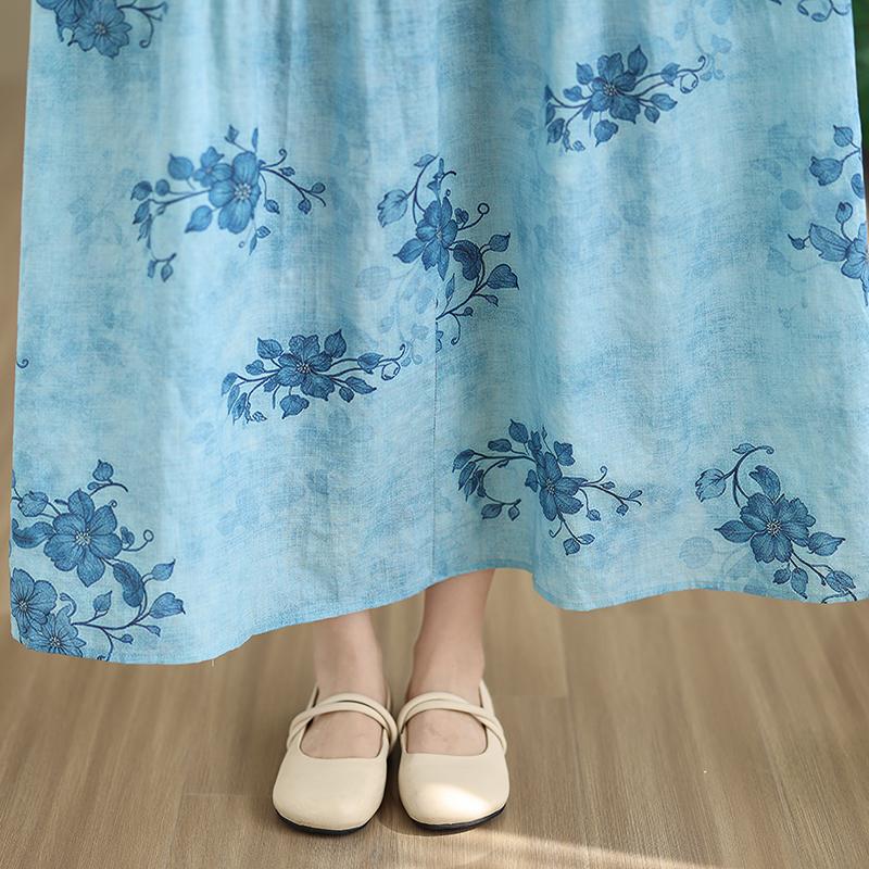 DIMANAF New 2026 Women Plus Size Spring Summer Casual Long Dress Floral Print Cotton Loose Oversize Maxi Beach Sundress