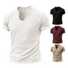 Camiseta de Hombre con Flecos Camiseta Retro de Manga Corta con Cuello en V Elegante Desgastada Camiseta de Verano para Fiesta Playa Vacaciones Gimnasio
