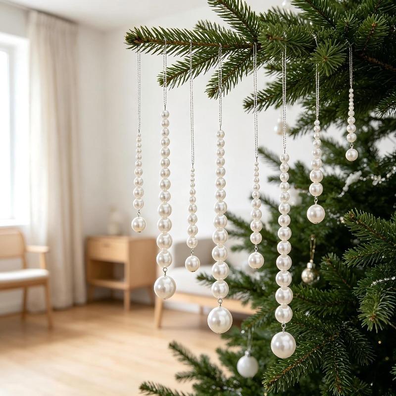 Christmas Decoration Items: 12 Pieces of Beaded Christmas Decoration Pendants for Creating Festive Atmosphere Decorations