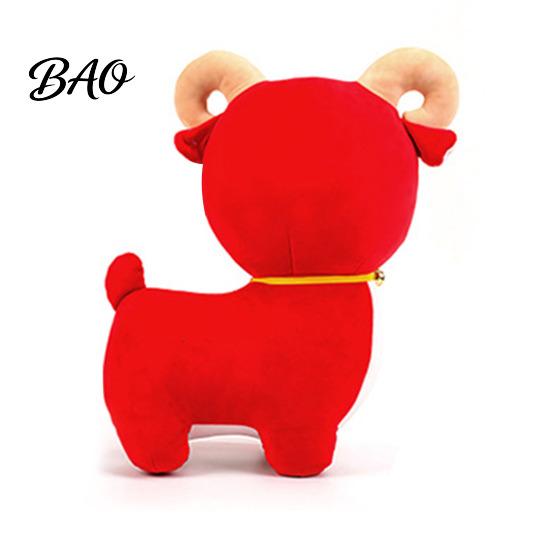 Festive Tabletop Ornament Lucky Sheep Plush Toy, Chinese Zodiac Fortune Lamb Doll with Bell Birthday Party Gift Collar, Cute Mascot for New