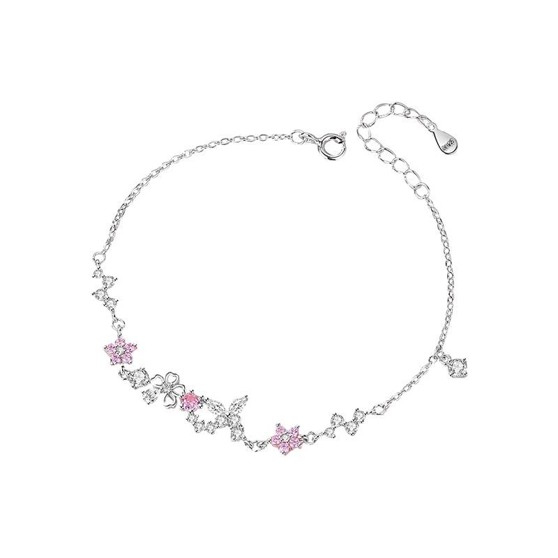 Tichia 925 Sterling Silver Cherry Blossom & Butterfly Bracelet for Women - Versatile, Sweet Floral Design