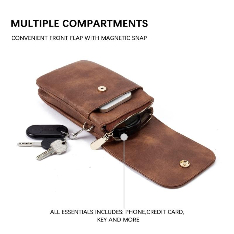 Stylish Phone Case Lightweight PU Leather Card Holder With Phone Slot Compact Crossbody Bag For Daily Use