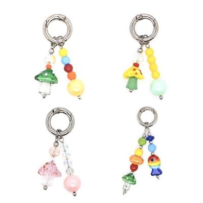 Mushroom Beaded Keychain Vibranting Acrylic Handmade Craft Safe Decoration for Keys Bags Teens Adults