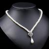 European and American Fashion New Pearl Necklace Jewelry Set Diamond Rose Hollow Pendant Pearl Fringed Bride Chain