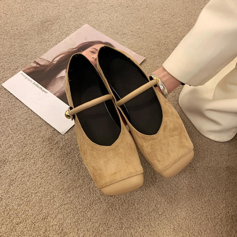 Soft-soled French Flat-soled Mary Jane Shoes 2024 Spring New Retro Square Head Shallow Mouth Single Shoes with Skirt Evening Shoes