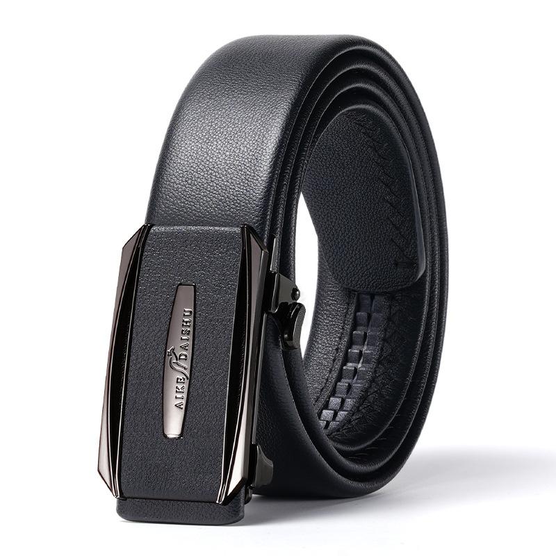 

Новый ремень из коровьей кожи высшего слоя для мужской автоматической пряжки для мужчин среднего и молодого возраста, высококачественный деловой ремень, коровья кожа, повседневные универсальные брюки 110cm