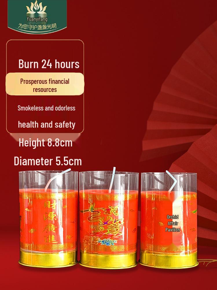 Festive Red Smokeless Candles for New Year, Buddha Offerings & God of Wealth Home Decor.