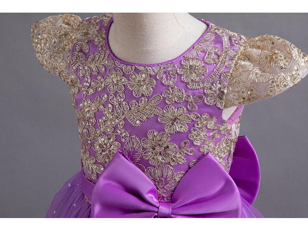 Girls' Sleeveless Sequin Flower Girl & Party Dress - Floor-Length Princess Gown