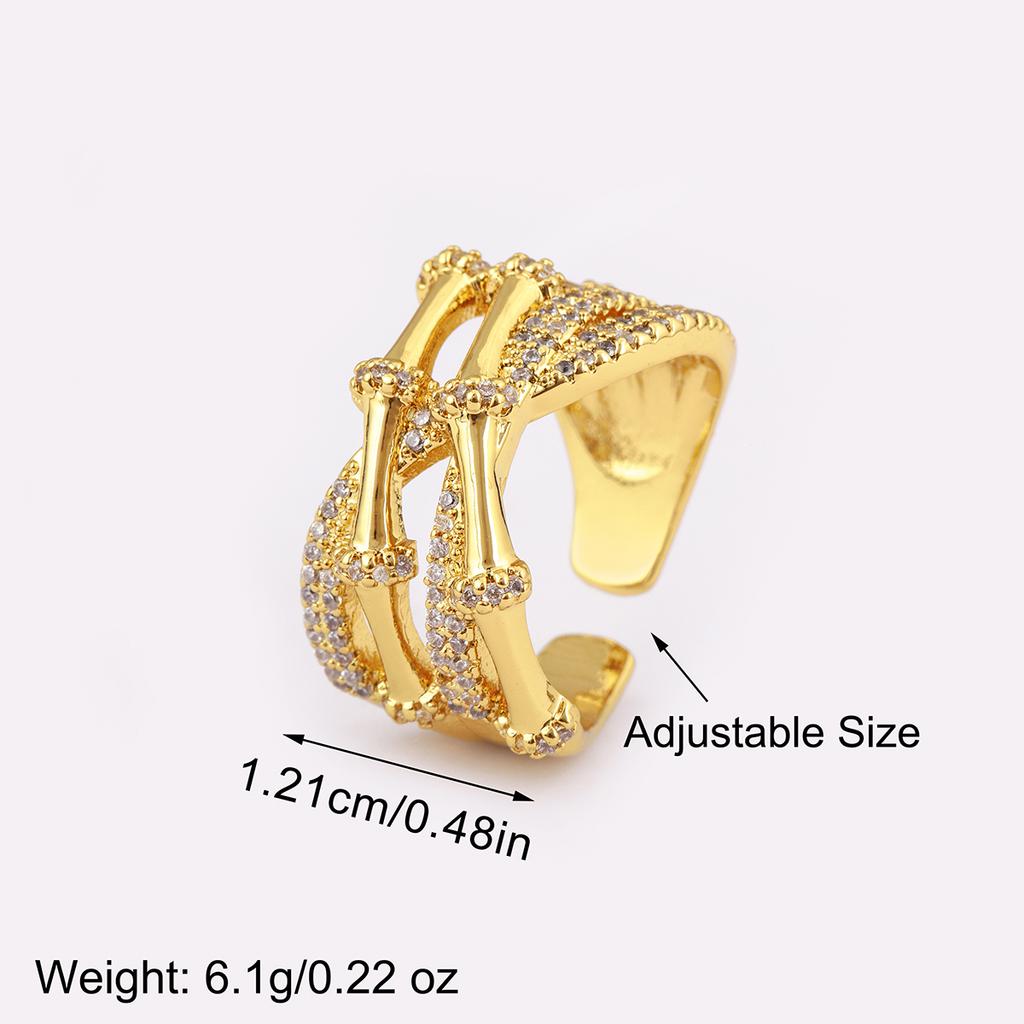 Nidin New Fashion Bandage Shape Rhinestones Double Layer Open Rings Adjustable For Female Male Light Luxury Finger Jewelry Gifts