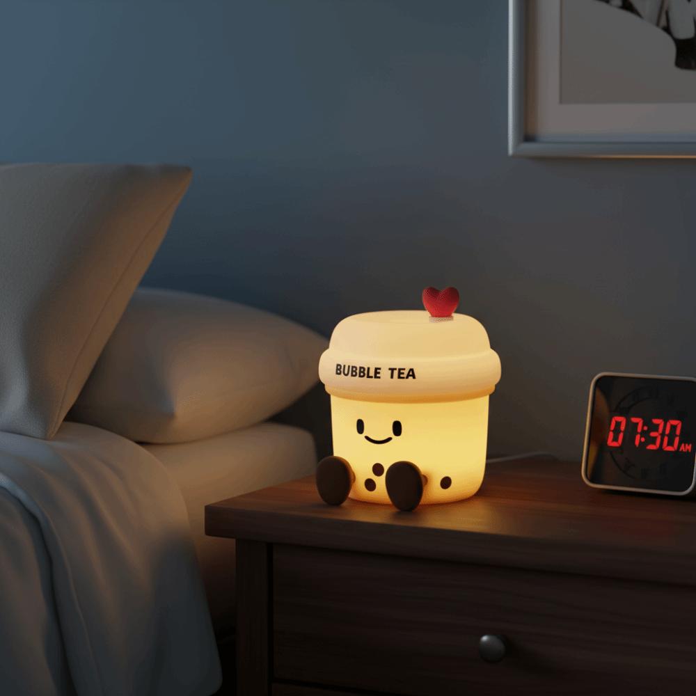 Silicone Material Bubble Tea Led Lamp Not Dazzling Cartoon Table Lamp  Bedside Light