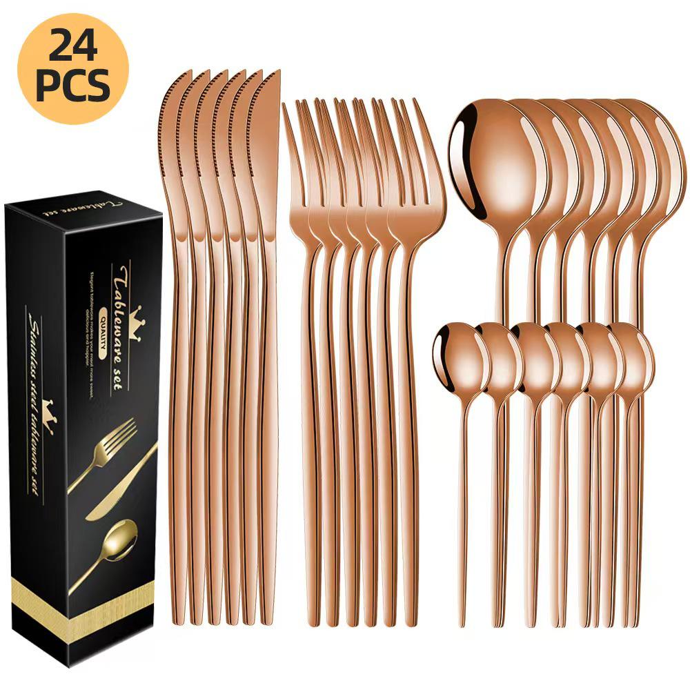 Portugal Stainless Steel 30-Piece Cutlery Set: Western Steak Knife, Fork, Spoon in Gift Box