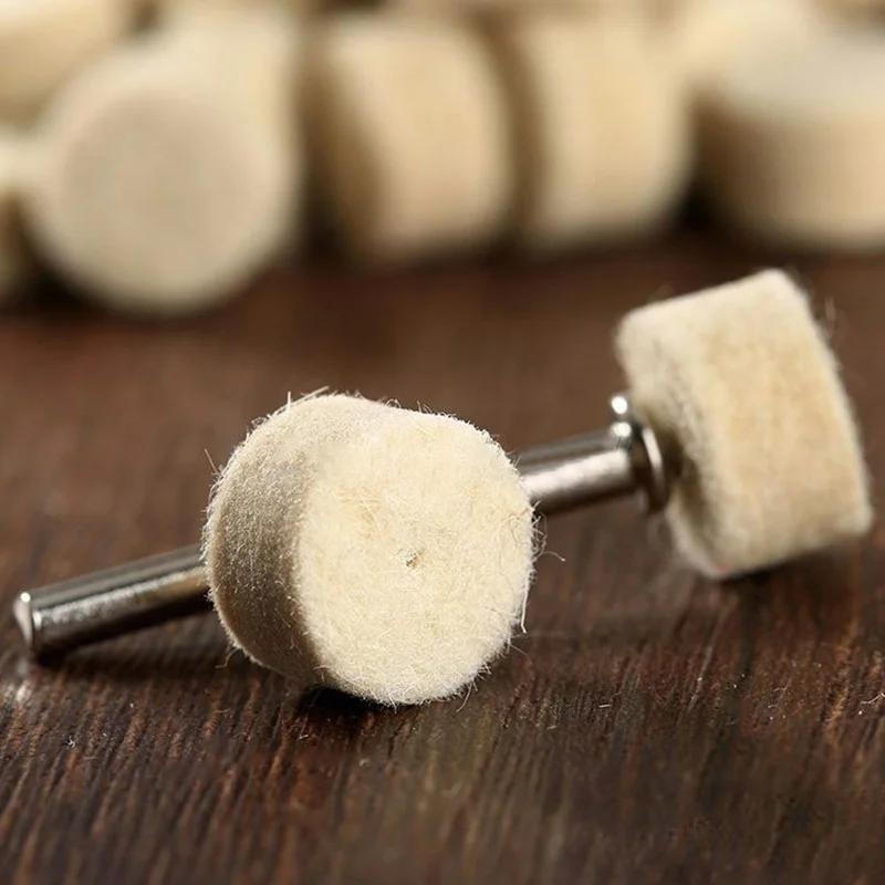 10pcs 13mm Wool Felt Polishing Buffing Round Wheel  with 2 Shanks For Dremel