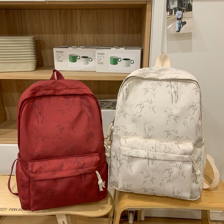 Schoolbag Tie-dye Ins Simple National Style Bamboo Bag Printing Junior High School Student High School Student Junior High School Backpack Backpack