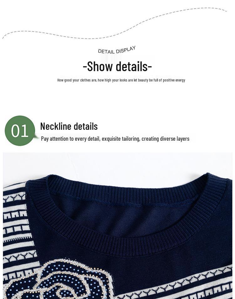 Mom's Ice Silk Summer Knit Short-Sleeve Top for Middle-Aged and Elderly Women