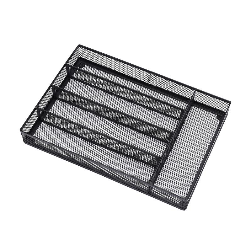 

Utensil Drawer Organizer, Cutlery Tray Silverware Flatware Storage Divider for Kitchen, Mesh Wire with Non-slip Foam Feet 1-tier чорний