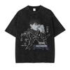 2026 summer Jujutsu Kaisen Gojo Satoru Washed T-shirt Anime Harajuku Streetwear Oversized Tee Y2K Retro Otaku Tops