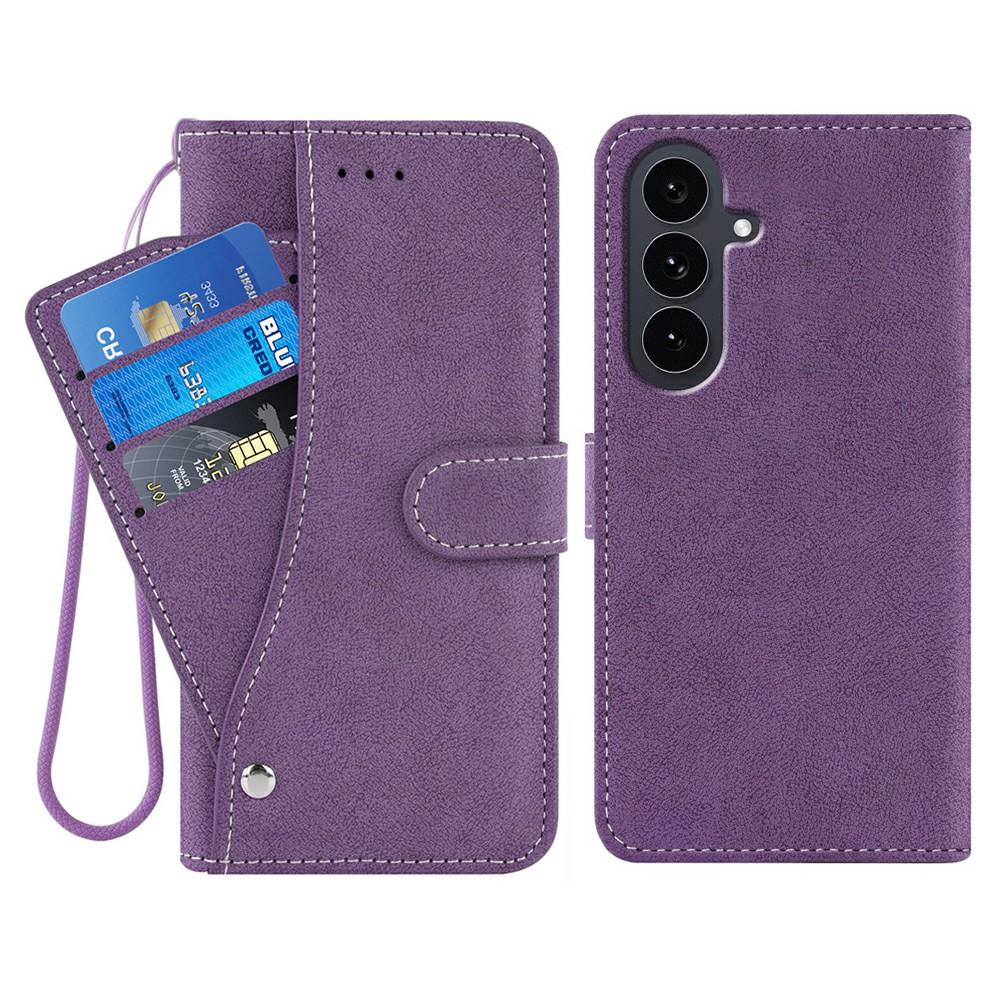 

For Samsung Galaxy S26 Case Retro PU Leather Wallet Phone Cover with Rotating Card Slots Holder