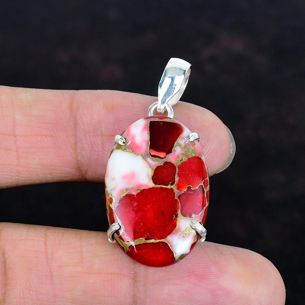 Kingman red mohave copper turquoise pendant gemstone jewelry statement pendant 925 sterling silver pendant handmade jewelry gifts for women