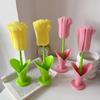 Flower Shape Cup Cleaning Brush With Detachable Sponge For Scrubbing And Long Handle Design Brush for Kitchen Use