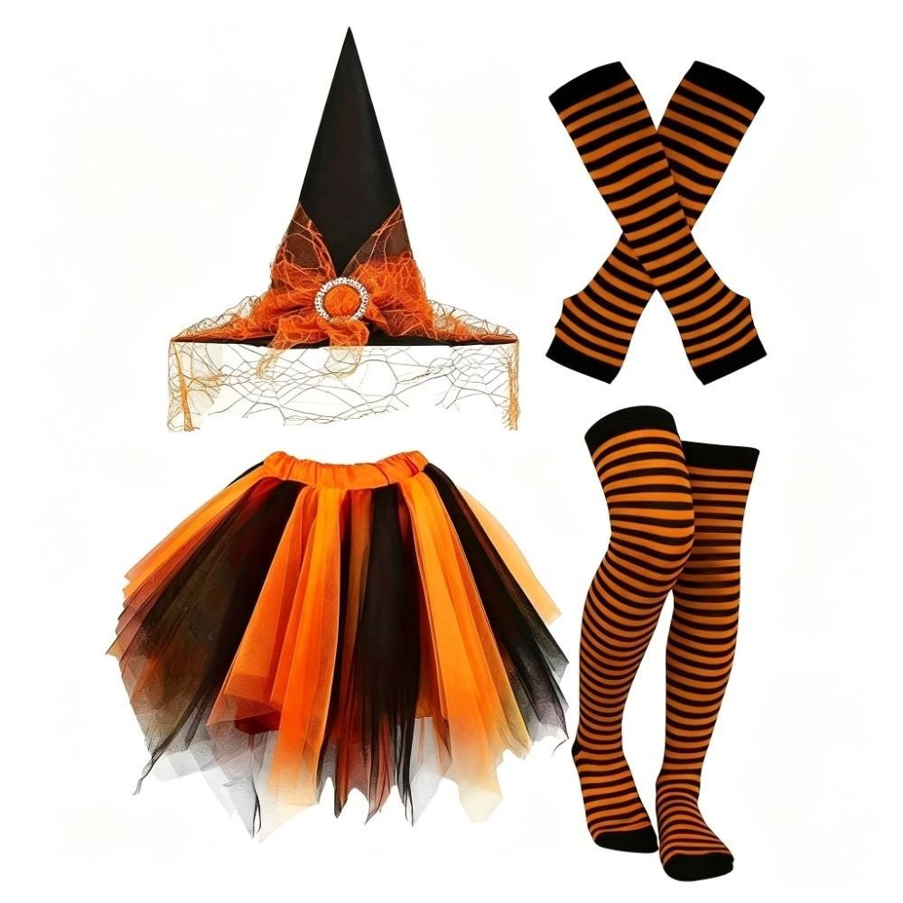 Costume da Strega per Halloween Calzini a Strisce Set Cosplay da Mago Set Gonna Tutù da Strega Cosplay