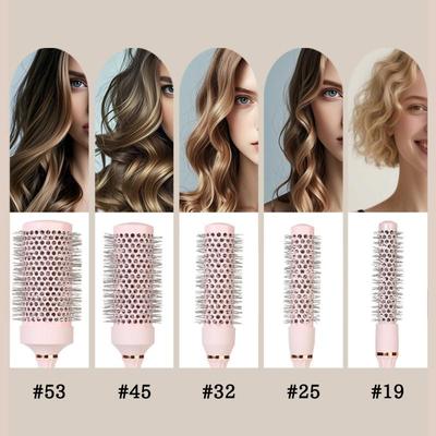Barber Professional Round Blow Dry Brush, Professional Aluminum Tube Curly Hair Cylinder Comb For Curly Hair Styling