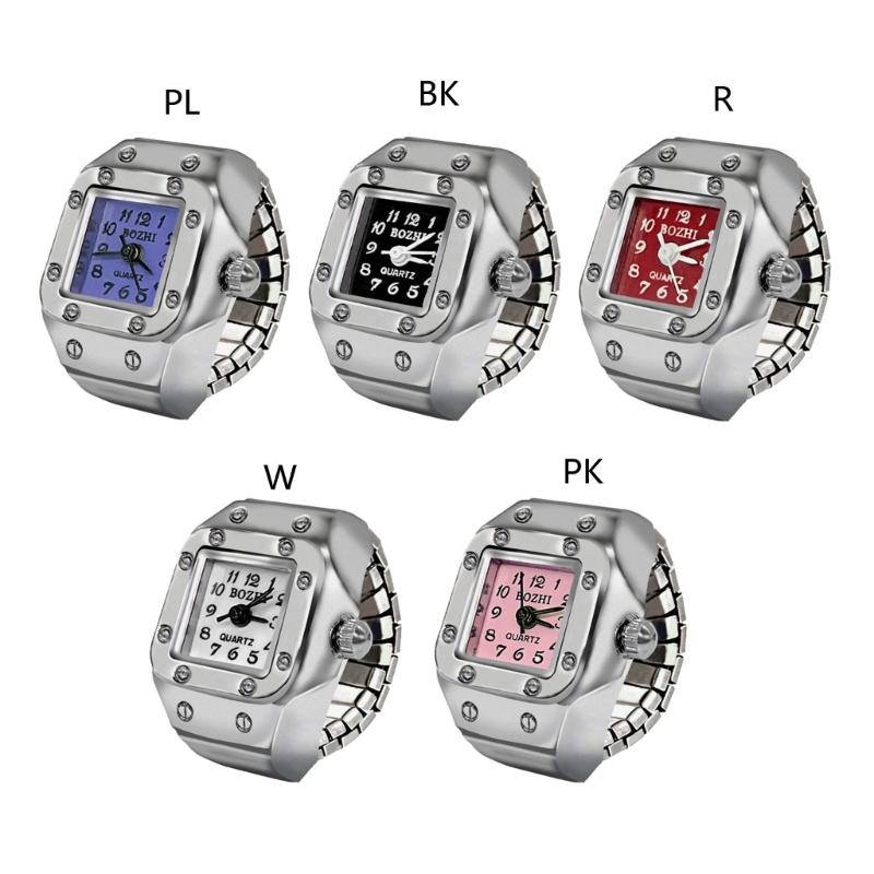 Vintage Punk Finger Watch Ring Mini Alloy Watches Couple Rings Jewelry Clock Retro Roman Quartz Watch Rings Women Men