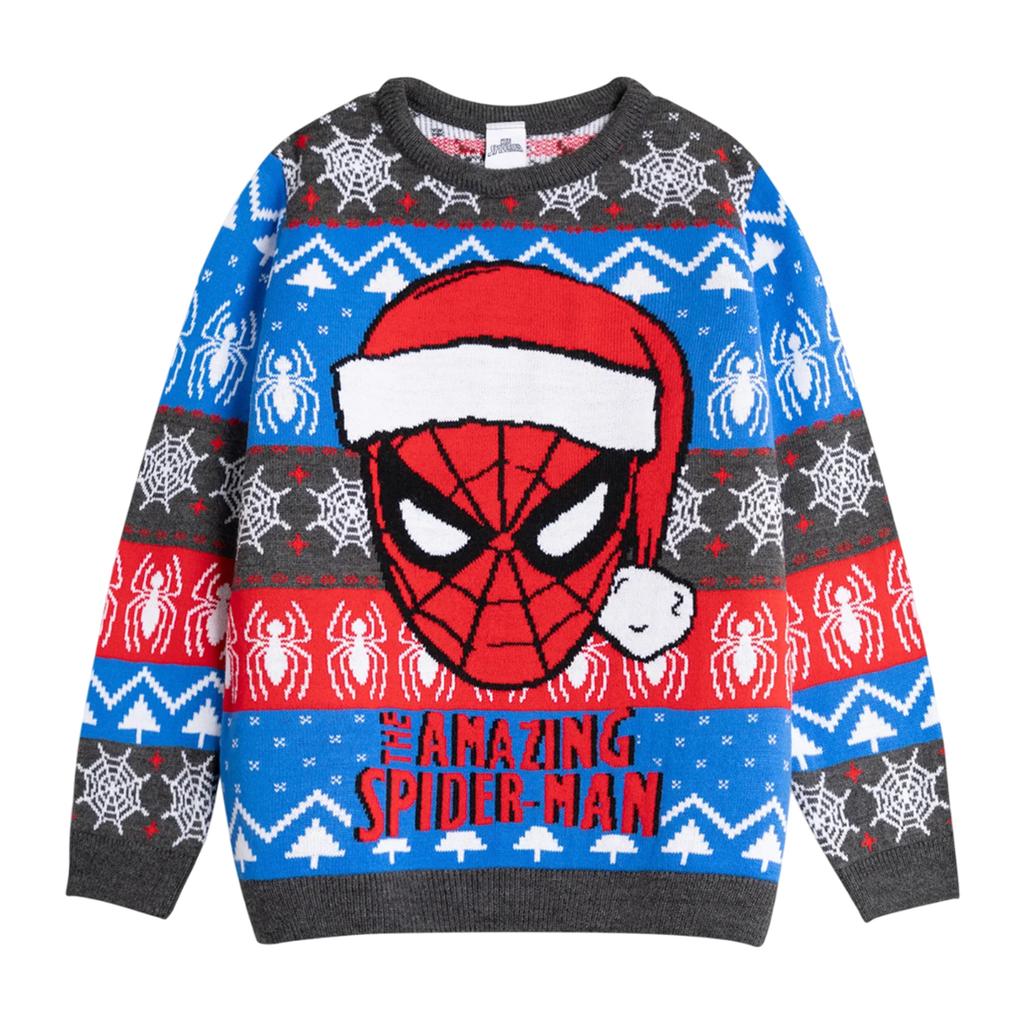Spider-Man Boys Face Christmas Jumper