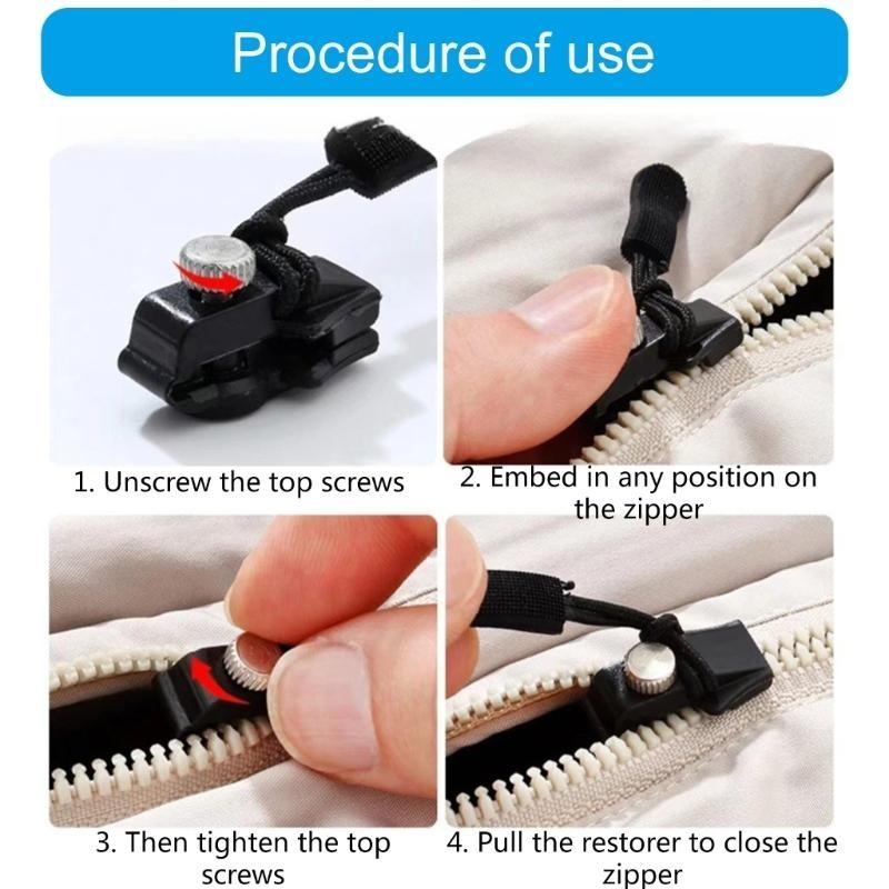 6/12Pcs 3 Different Size Zippers Fixer Repair Tool for Clothing Luggage Bag