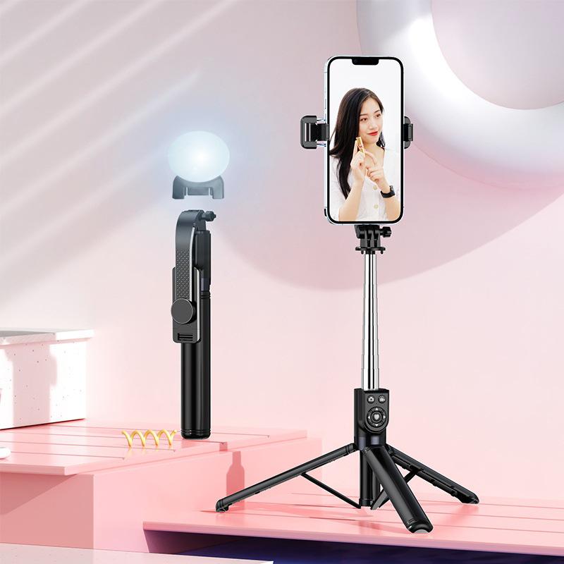 All-in-One Bluetooth Selfie Stick Tripod with Remote Control for Live Broadcasts and Travel