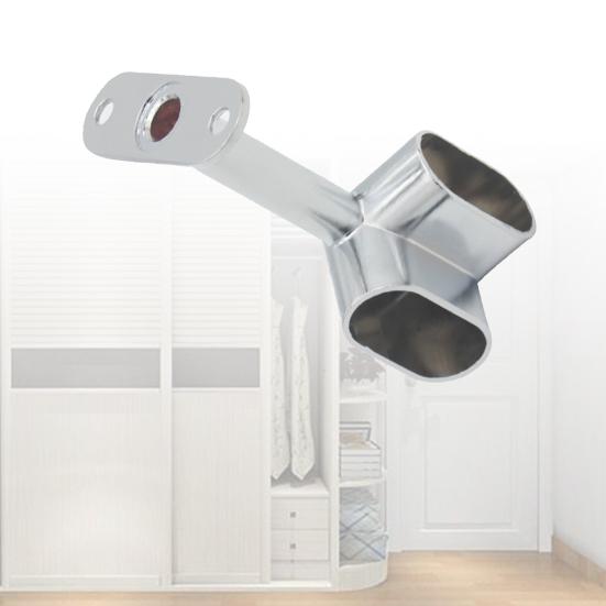 2Pcs Alloy Ceiling Mounted Bracket Corner Wardrobe Rod Clothes Rail Lever Holder