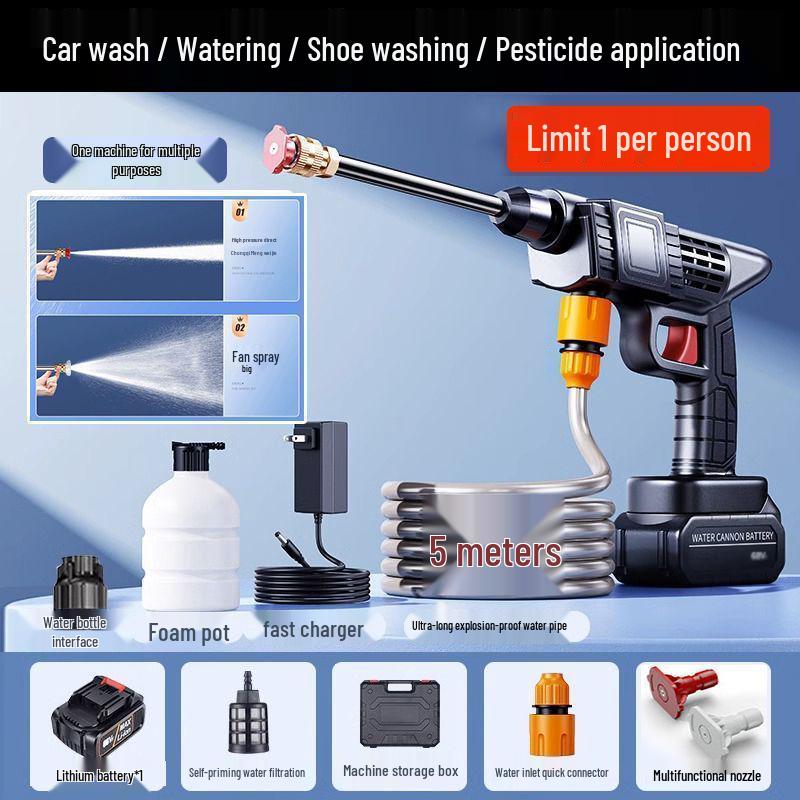Portable High-Power Wireless Car Washer with Rechargeable Lithium Battery
