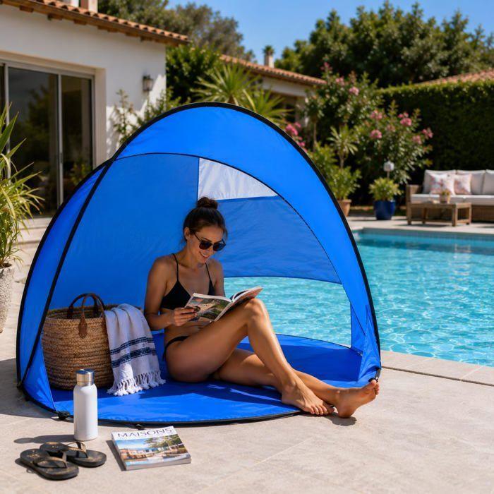 Cortavientos de playa - SHOP-STORY - Pop Up - UPF 50 - Varillas de fibra de vidrio - 150 x 85 cm